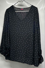 Load image into Gallery viewer, Vince Camuto Womens Black Polka Dot Long Sleeve V-Neck Blouse Top Size 3X
