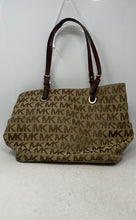 Load image into Gallery viewer, Michael Kors Womens Brown Monogram Print Charm Bottom Studs Shoulder Bag
