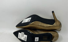 Load image into Gallery viewer, Karl Lagerfeld Paris Womens Royale Gold-Tone Leather Slip-On Pump Heels Size 8M
