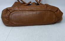 Load image into Gallery viewer, Michael Kors Womens Madison Brown Croc Embossed Leather Drawstring Shoulder Bag
