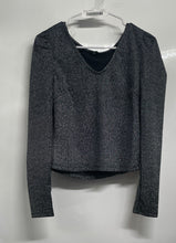Load image into Gallery viewer, Iris Womens Black Long Sleeve V-Neck Blouse Top Size Medium
