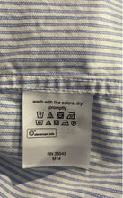 Load image into Gallery viewer, Michael Kors Mens Blue White Striped Slim Fit Long Sleeve Dress Shirt Size L
