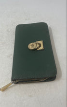 Load image into Gallery viewer, Michael Kors Womens Hamilton Green Saffiano Leather Padlock Zip-Around Wallet
