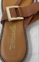 Load image into Gallery viewer, Toscanella Womens Brown Leather Open Toe Slip-On Thong Sandals Size 7.5

