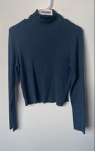 Load image into Gallery viewer, Calvin Klein Womens Blue Long Sleeve Ribbed Knitted Pullover Blouse Top Size L
