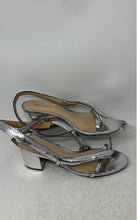 Load image into Gallery viewer, Schutz Womens Silver Leather Open Toe Block Heel Slingback Sandals Size 7B
