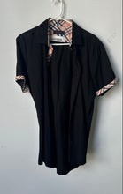 Load image into Gallery viewer, Envy Mens Black Plaid Cotton Short Sleeve Collared Button-Up Shirt Size XL
