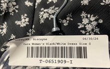 Load image into Gallery viewer, Zara Womens Black White Floral Long Sleeve V-Neck Ruffle Mini Dress Size Small
