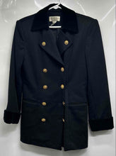 Load image into Gallery viewer, Casual Corner Womens Black Cuffed Long Sleeve Double-Breasted Peacoat Size 8P
