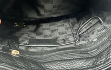 Load image into Gallery viewer, Michael Kors Womens Black Pebbled Leather Double Handle Flap Over Satchel Bag

