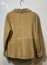 Load image into Gallery viewer, Guess Womens Beige Long Sleeve Collared Fur Lined Full-Zip Leather Jacket Size L
