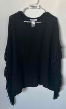 Load image into Gallery viewer, Chico's Womens Black Round Toe Fringe Pullover Poncho Sweater Size S/M
