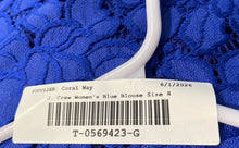 Load image into Gallery viewer, J. Crew Womens Blue Short Cap Sleeve Collarless Keyhole Neck Blouse Top Size 8
