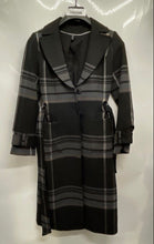 Load image into Gallery viewer, White House Black Market Womens Black Plaid Long Sleeve Pockets Trench Coat XXS
