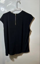 Load image into Gallery viewer, Liz Claiborne Womens Black Short Cap Sleeve Back Zipper Blouse Top Size XL
