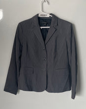 Load image into Gallery viewer, Nine West Womens Gray Striped Single-Breasted Three-Button Blazer Size 10P
