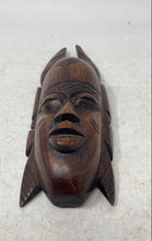 Load image into Gallery viewer, Hand-Carved Wooden Brown Traditional African Art Tribal Mask Wall Decor
