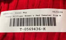 Load image into Gallery viewer, Tommy Hilfiger Womens Red Cotton Long Sleeve V-Neck Pullover Sweater Size M
