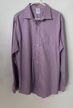 Load image into Gallery viewer, Brooks Brothers Mens Purple Cotton Slim Fit Non-Iron Dress Shirt Size 17-37
