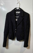 Load image into Gallery viewer, Zara Womens Black Tweed Long Sleeve Notch Collar 2-Button Blazer Size XS
