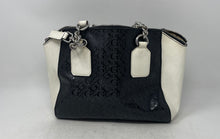 Load image into Gallery viewer, Guess Womens Black And White Monogram Quilted Detachable Strap Satchel Handbag
