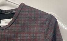 Load image into Gallery viewer, Zara Womens Burgundy Gray Plaid Print Long Sleeve Midi Bodycon Dress Size M
