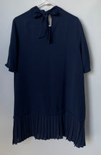 Load image into Gallery viewer, Zara Womens Dark Blue Pleated Short Sleeve Crew Neck Shift Dress Size XL
