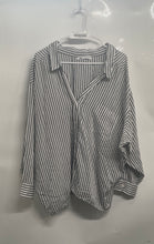 Load image into Gallery viewer, Zara Womens Black White Striped Long Sleeve Collared Button-Up Shirt Size XS
