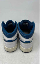 Load image into Gallery viewer, Nike Boys Air Jordan 1 Mid SE White Blue Lace-Up Sneakers Shoes Size 7Y No Laces
