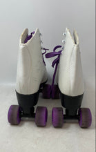 Load image into Gallery viewer, Skate Gear Unisex White Purple Leather Lace-Up Quad Roller Skates Size 7
