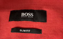 Load image into Gallery viewer, Hugo Boss Mens Red Long Sleeve Spread Collar Slim Fit Dress Shirt Size 39 15 1/2
