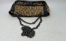 Load image into Gallery viewer, Chico's Womens Black Beige Leopard Chain Strap Turn Lock Crossbody Handbag
