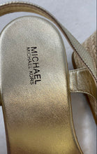 Load image into Gallery viewer, Michael Kors Womens Gold Leather Wedge Espadrille Thong Sandals Size 8.5M

