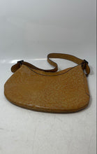 Load image into Gallery viewer, Prune Womens Mustard Yellow Floral Embossed Leather Zip Top Shoulder Bag
