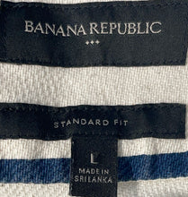 Load image into Gallery viewer, Banana Republic Mens Beige Blue Striped Short Sleeve Button-Up Shirt Size Large
