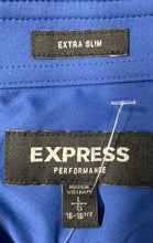 Load image into Gallery viewer, Express Mens Blue Extra Slim Performance Stretch Dress Shirt Size L 16-16.5
