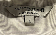 Load image into Gallery viewer, Contemporary Collection Womens Beige Striped Print Button-Up Shirt Size L
