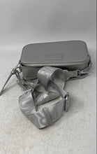 Load image into Gallery viewer, Prune Womens Penny Silver Faux Saffiano Leather Double Zip Crossbody Bag

