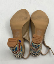 Load image into Gallery viewer, Goveci Womens Beige Peep Toe Adjustable Strap Block Slingback Heels Size EUR 38
