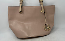 Load image into Gallery viewer, Michael Kors Womens Jet Set Pink Leather Double Handle Charm Shoulder Tote Bag
