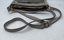 Load image into Gallery viewer, Gussaci Womens Brown Gray Embossed Floral Faux Leather Zip Top Crossbody Purse
