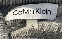Load image into Gallery viewer, Calvin Klein Womens Gray Khaki Striped Knit Turtleneck Pullover Sweater Size L
