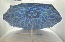 Load image into Gallery viewer, Bluewater Beach Blue Green Wave Print Portable Adjustable Height 6 FT. Umbrella
