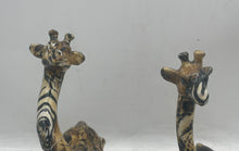 Load image into Gallery viewer, La Vie Kissing Giraffes Figurines Animal Print Entwined Animal Statue Set Of 2
