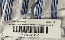 Load image into Gallery viewer, Michael Kors Womens White Blue Striped Linen Off The Shoulder Blouse Top Size L
