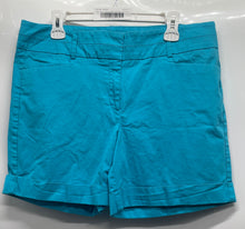 Load image into Gallery viewer, New York &amp; Company Womens Blue Flat Front Stretch Chino Shorts Size 14
