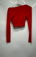 Load image into Gallery viewer, Express Womens Body Contour Red Ribbed Long Sleeve Criss-Cross Cropped Top Sz S
