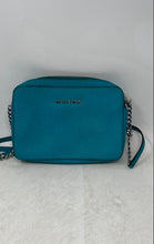 Load image into Gallery viewer, Michael Kors Womens Turquoise Jet Set Saffiano Leather Crossbody Handbag
