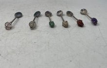 Load image into Gallery viewer, Lot Of 6 Pcs Silver-Tone Polished Stone Twisted Wire Mini Spoons With Box
