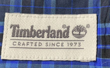 Load image into Gallery viewer, Timberland Mens Blue Plaid Long Sleeve Collared Button-Up Shirt Size Medium
